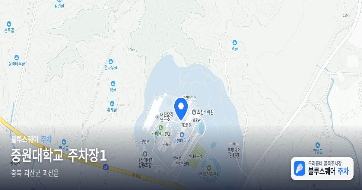 중원대학교 주차장1 위치 지도