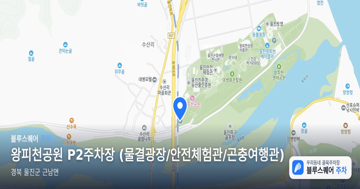 왕피천공원 P2주차장 (물결광장/안전체험관/곤충여행관) 위치 지도