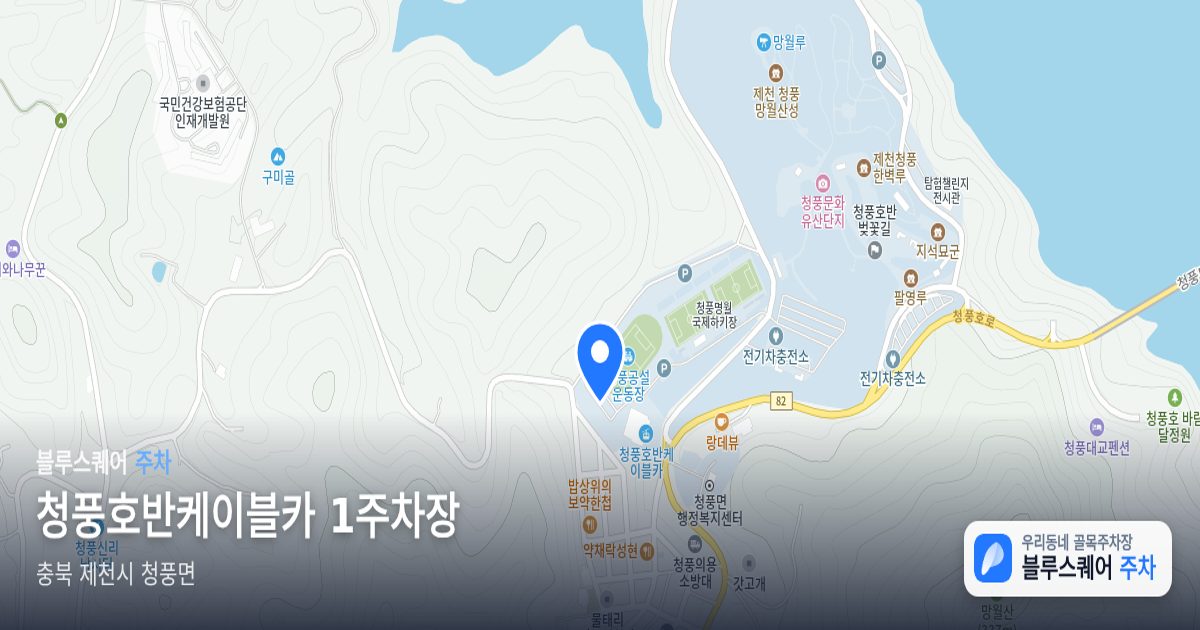 청풍호반케이블카 1주차장 위치 지도
