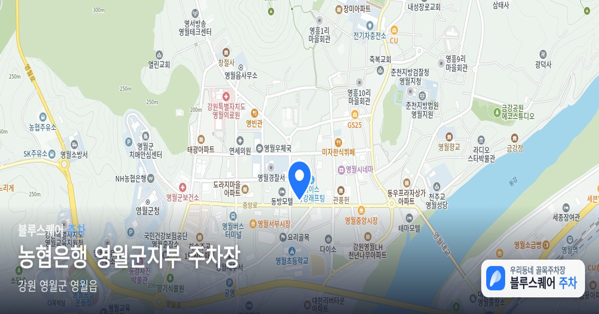 농협은행 영월군지부 주차장 위치 지도