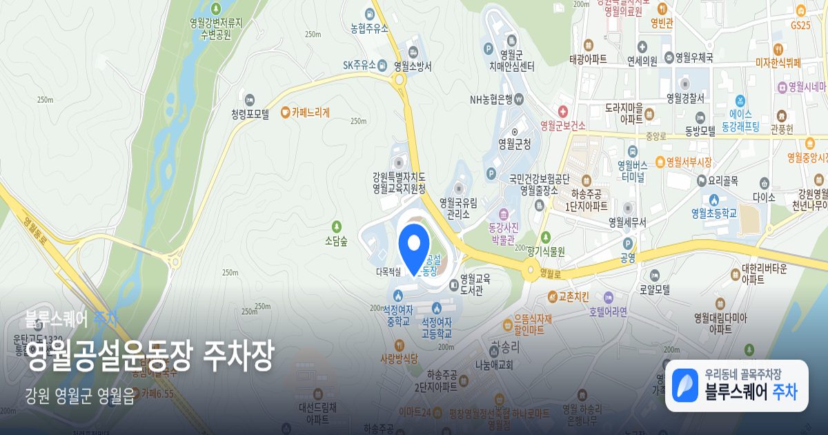 영월공설운동장 주차장 위치 지도
