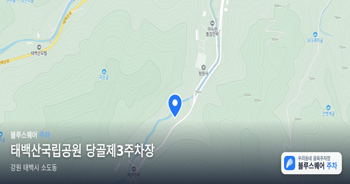 태백산국립공원 당골제3주차장 위치 지도