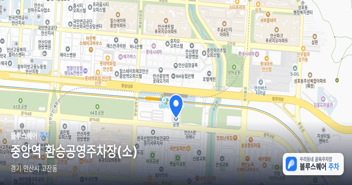 중앙역 환승공영주차장(소) 위치 지도