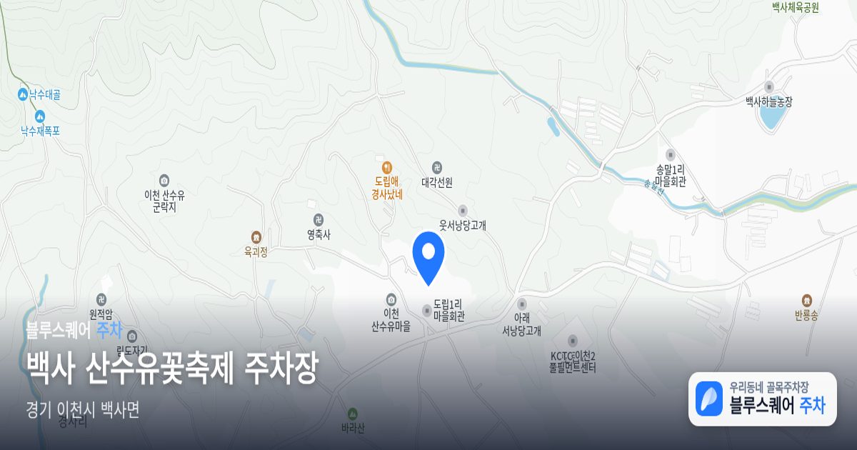 백사 산수유꽃축제 주차장 위치 지도
