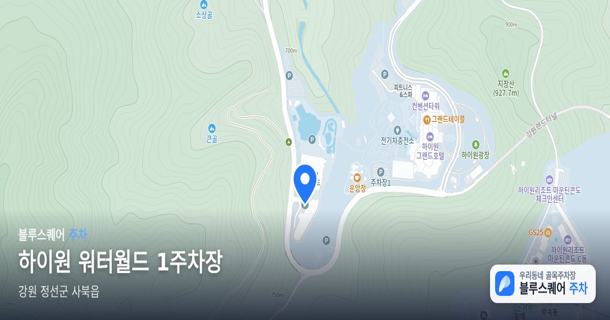 하이원 워터월드 1주차장 위치 지도