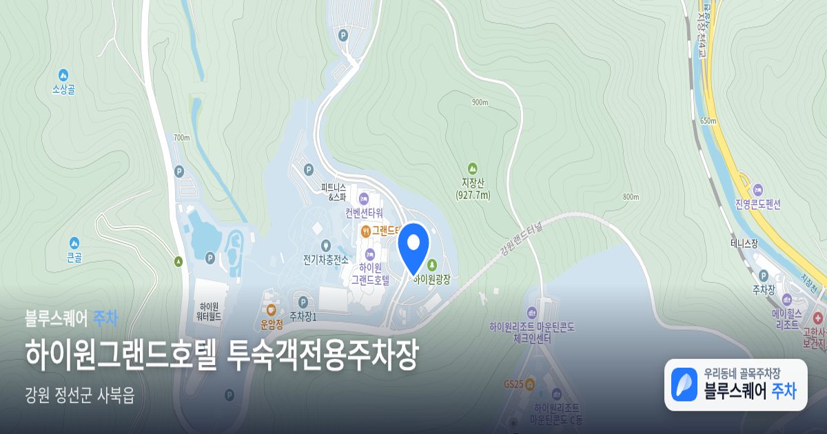 하이원그랜드호텔 투숙객전용주차장 위치 지도