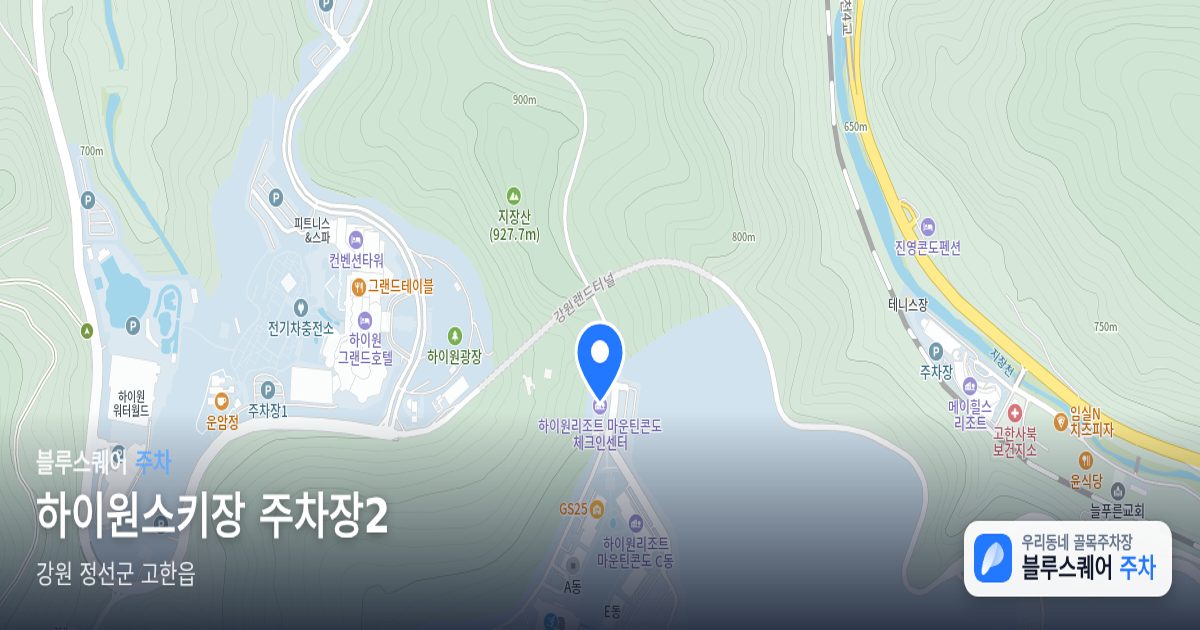 하이원스키장 주차장2 위치 지도