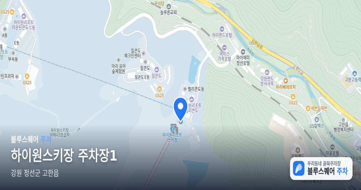 하이원스키장 주차장1 위치 지도