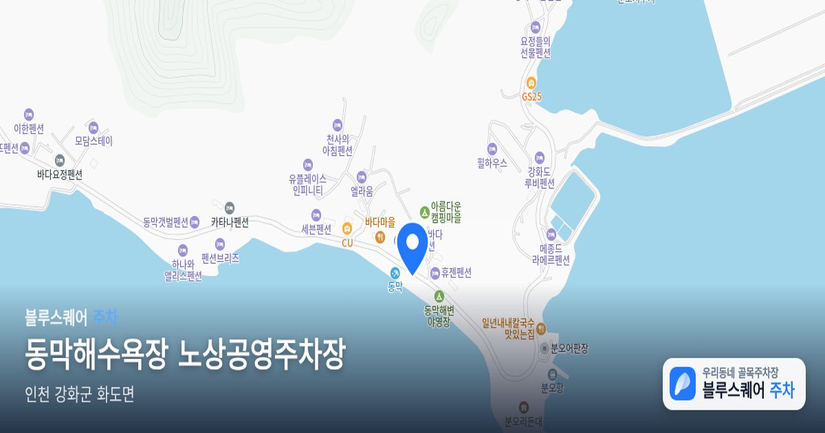 동막해수욕장 노상공영주차장 위치 지도