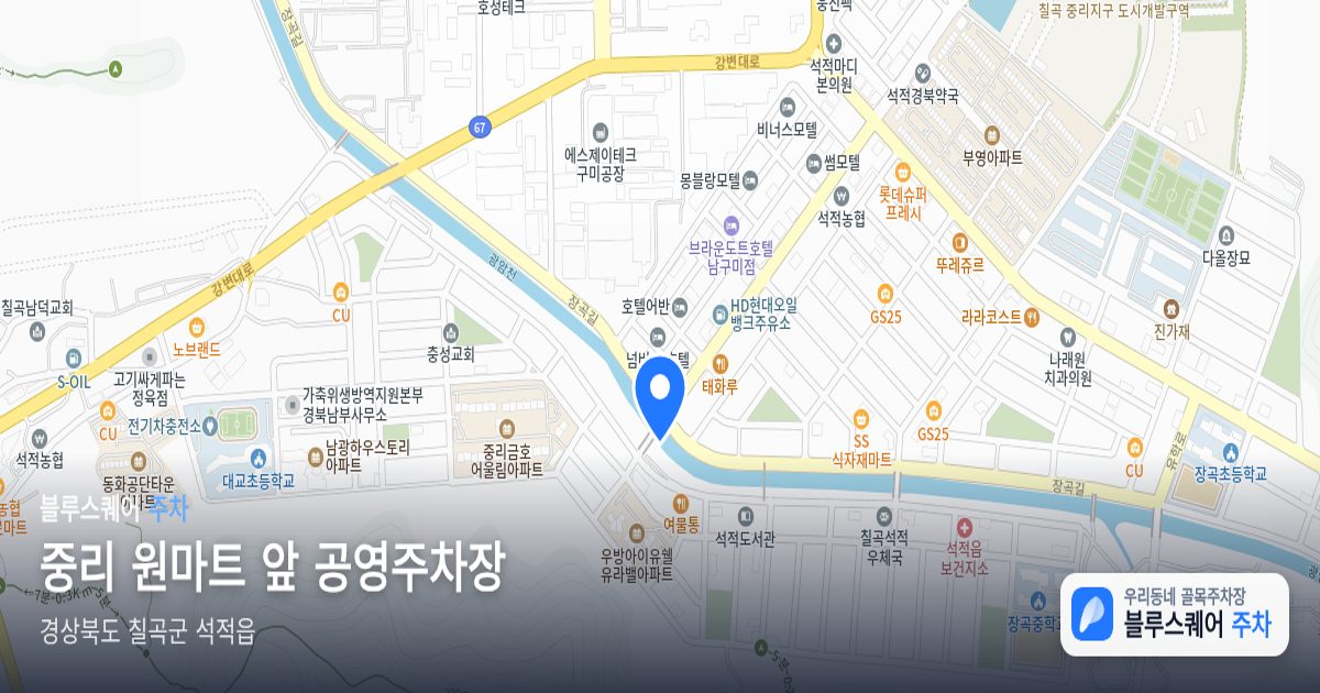 중리 원마트 앞 공영주차장 위치 지도