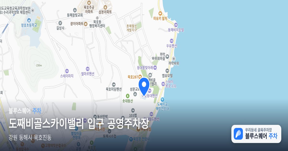 도째비골스카이밸리 입구 공영주차장 위치 지도