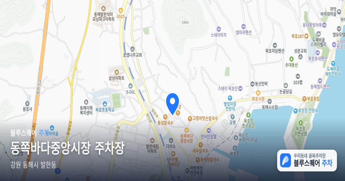동쪽바다중앙시장 주차장 위치 지도
