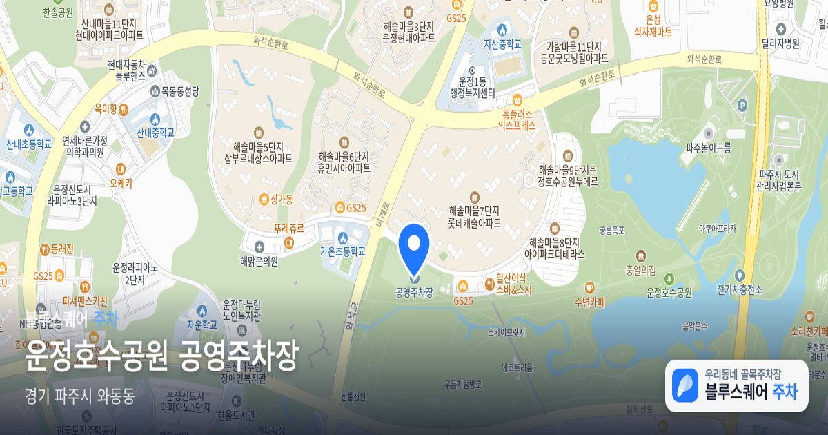 운정호수공원 공영주차장 위치 지도