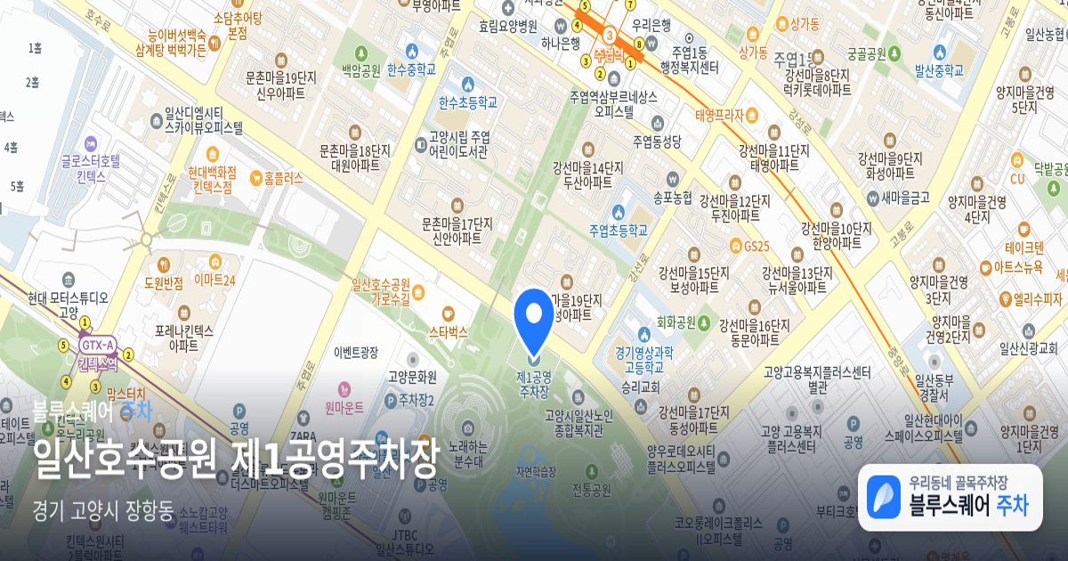 일산호수공원 제1공영주차장 위치 지도