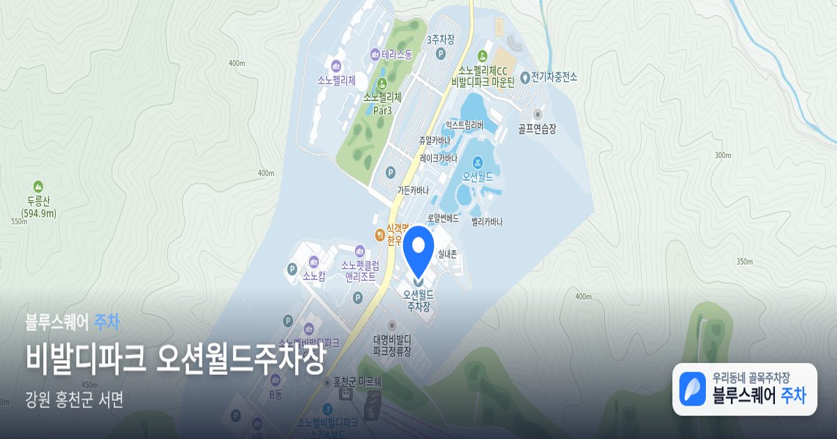 비발디파크 오션월드주차장 위치 지도