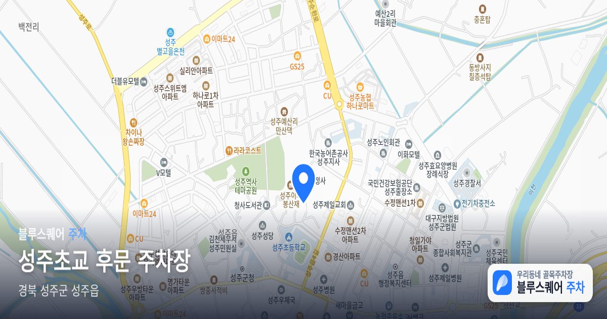 성주초교 후문 주차장 위치 지도