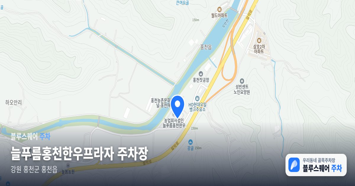 늘푸름홍천한우프라자 주차장 위치 지도