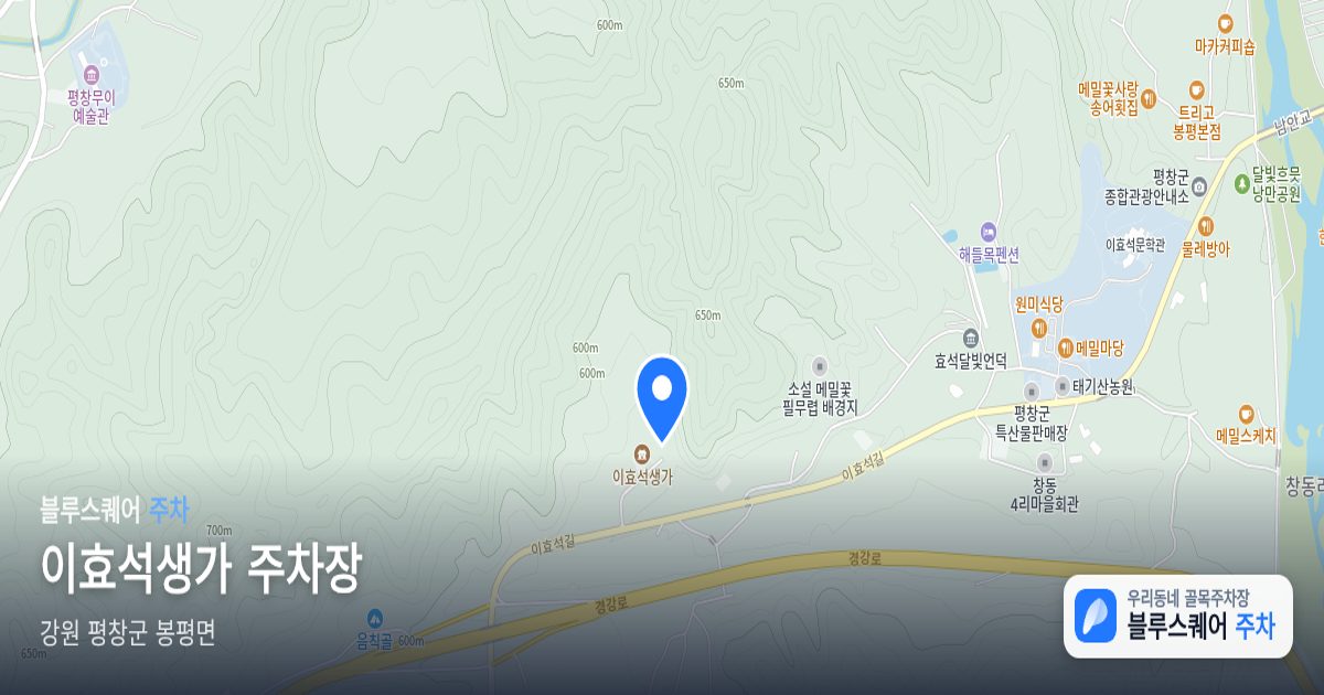 이효석생가 주차장 위치 지도