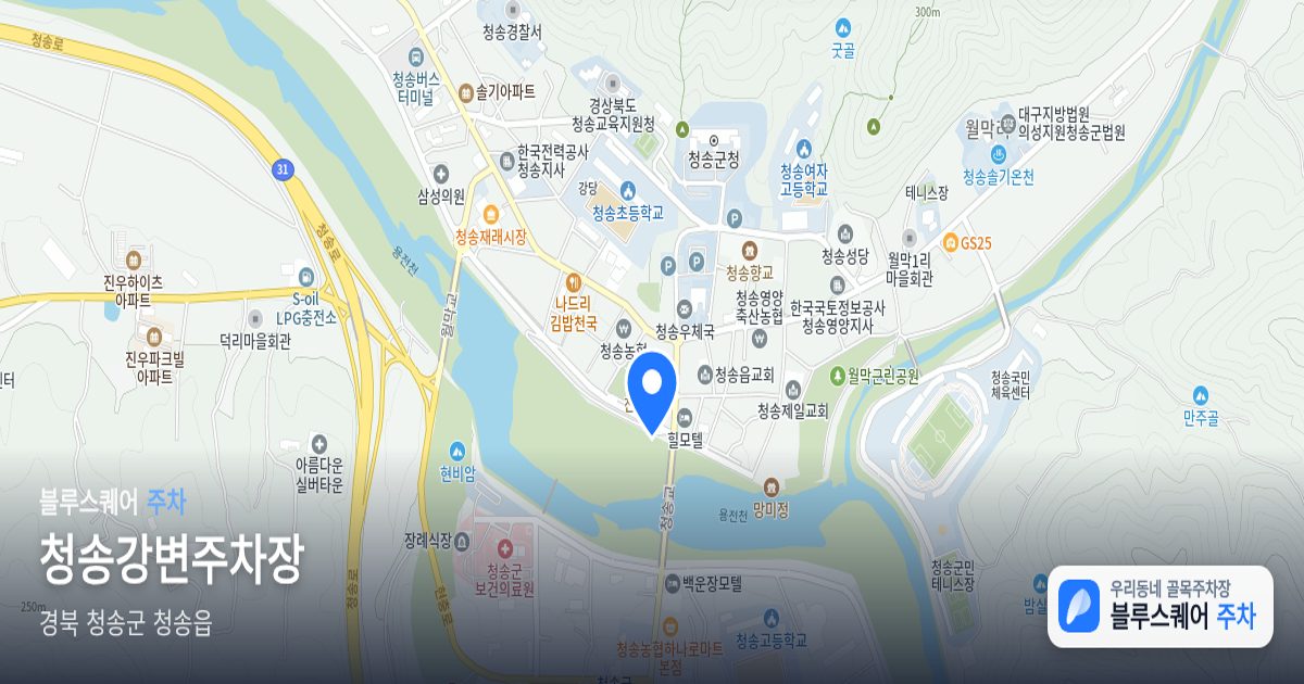 청송강변주차장 위치 지도