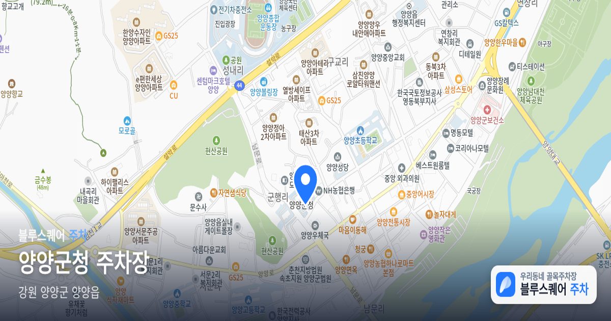 양양군청 주차장 위치 지도