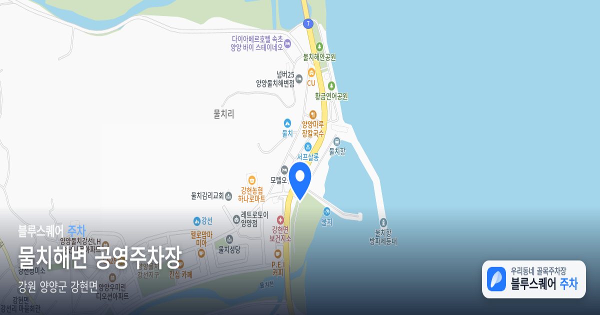 물치해변 공영주차장 위치 지도