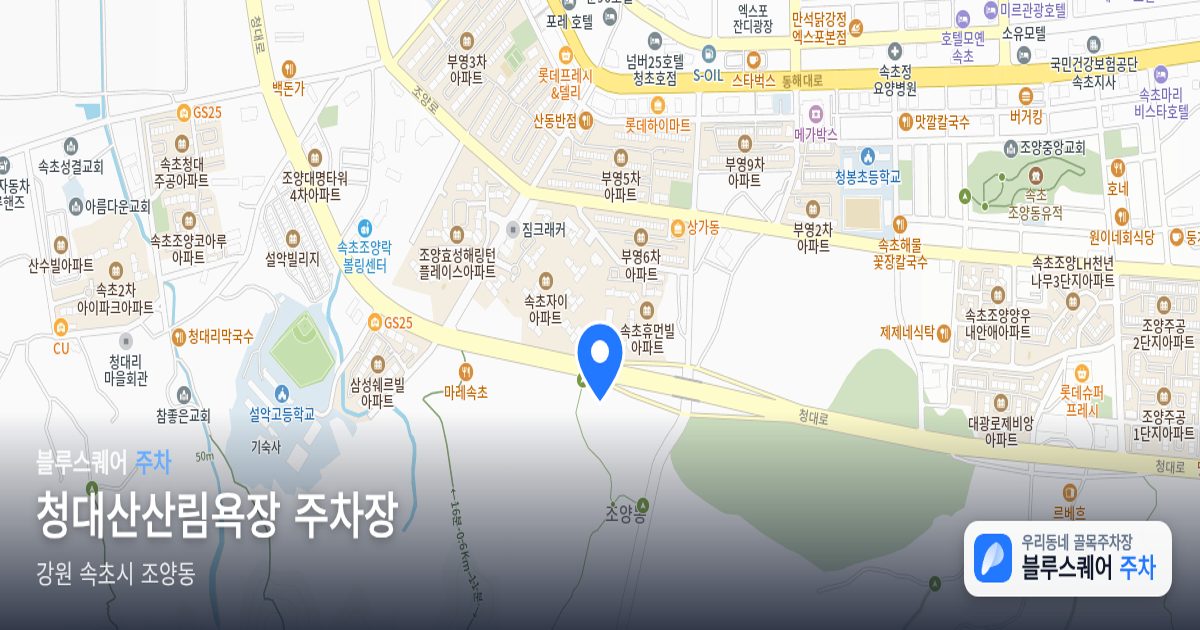 청대산산림욕장 주차장 위치 지도