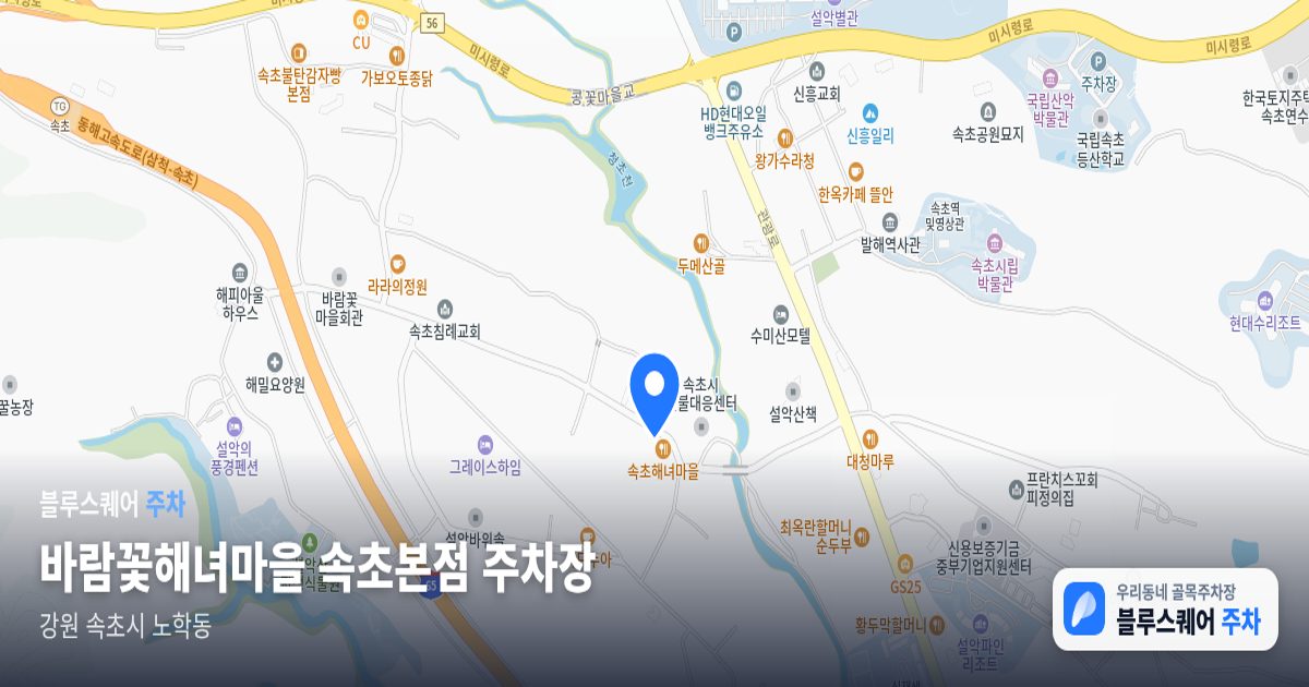 바람꽃해녀마을 속초본점 주차장 위치 지도
