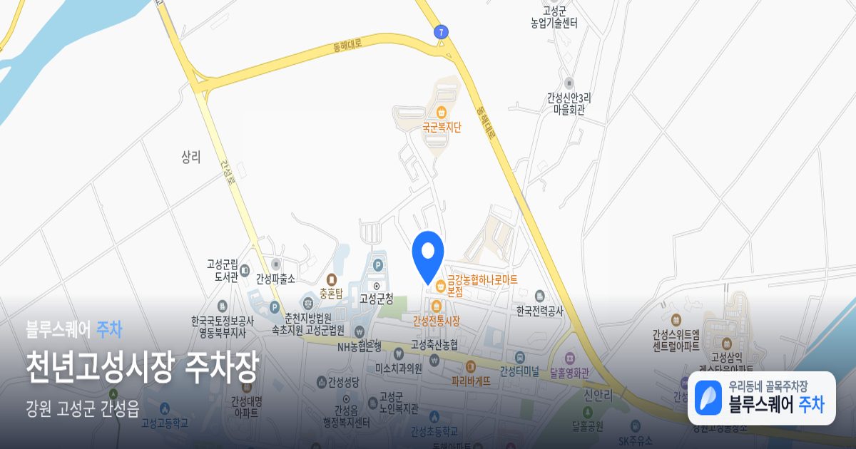 천년고성시장 주차장 위치 지도
