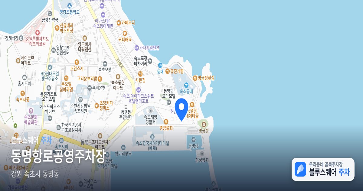 동명항로공영주차장 위치 지도