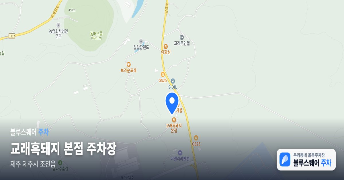 교래흑돼지 본점 주차장 위치 지도