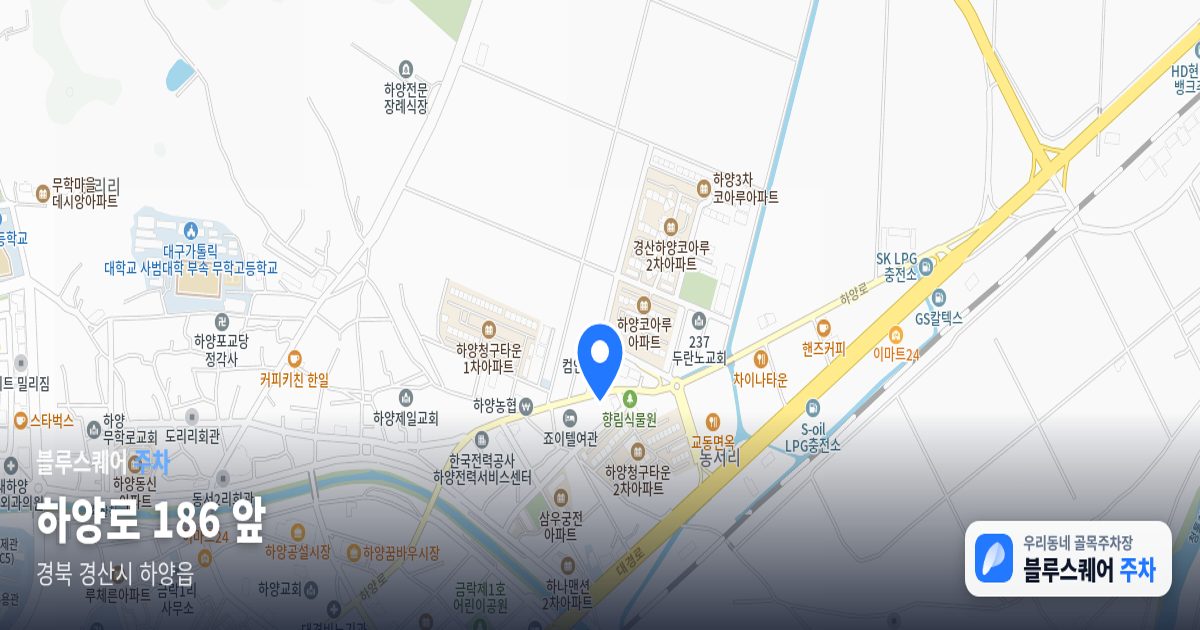 하양로 186 앞 위치 지도
