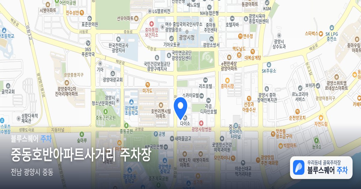 중동호반아파트사거리 주차장 위치 지도
