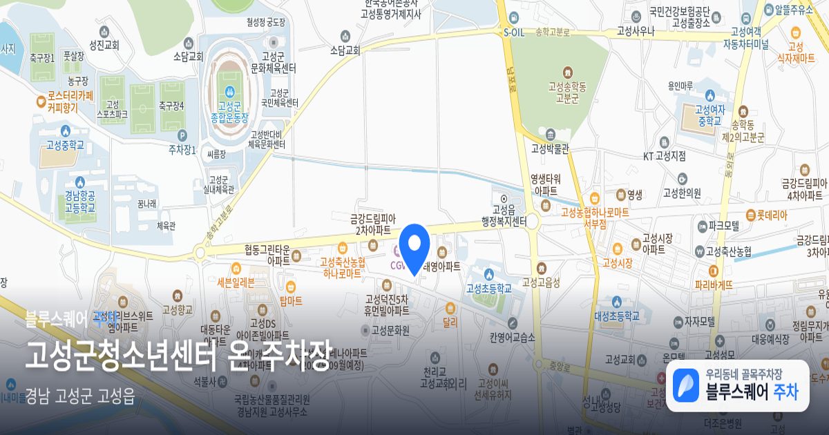 고성군청소년센터 온 주차장 위치 지도