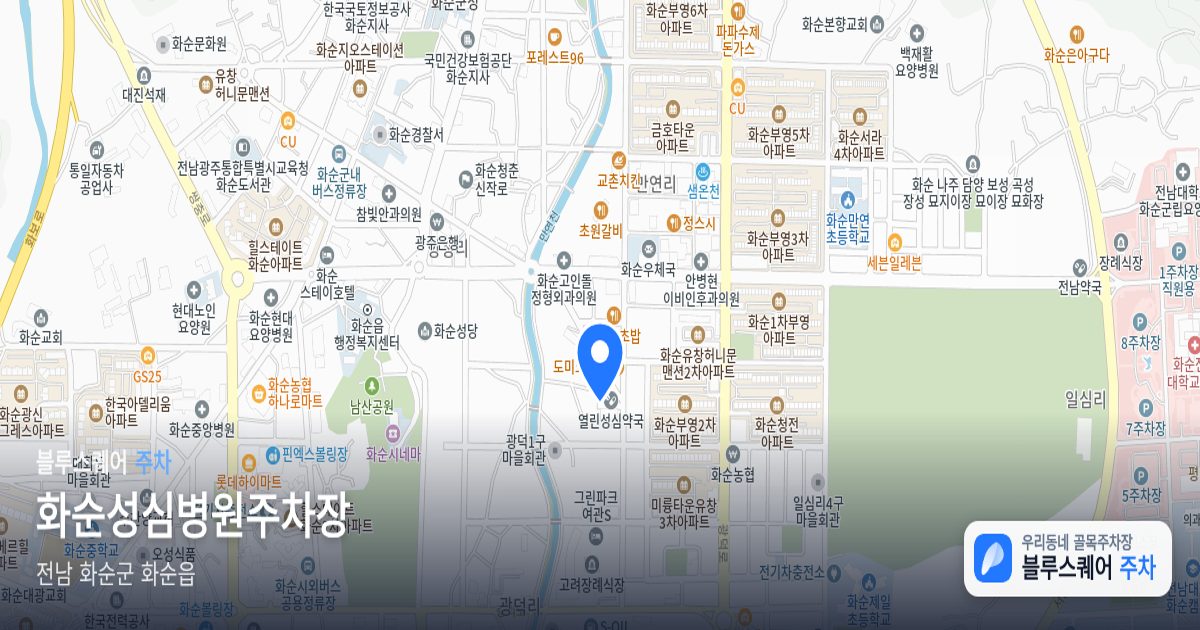화순성심병원주차장 위치 지도