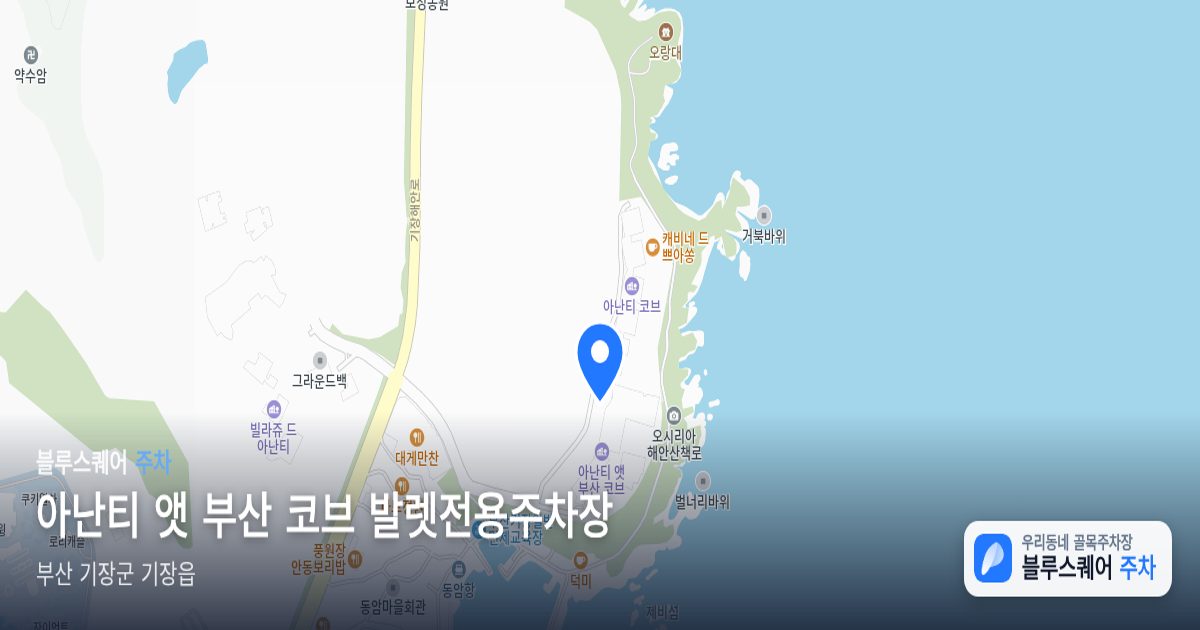아난티 앳 부산 코브 발렛전용주차장 위치 지도