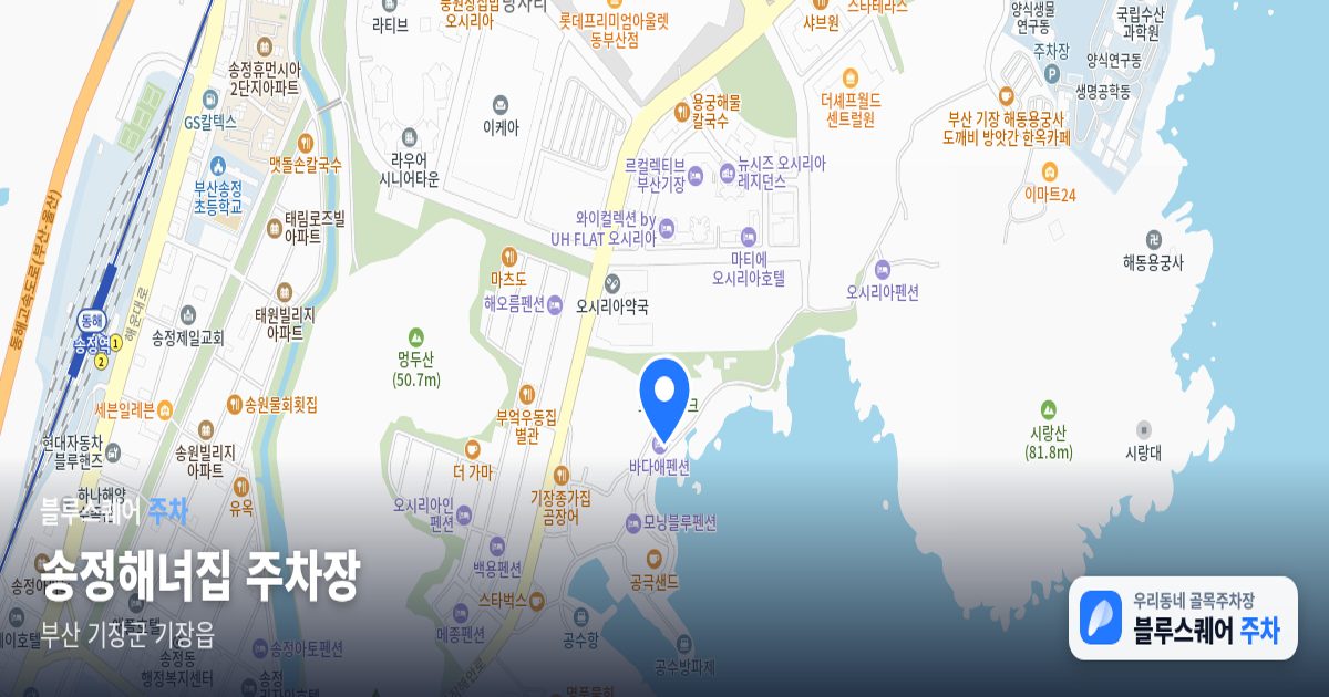 송정해녀집 주차장 위치 지도