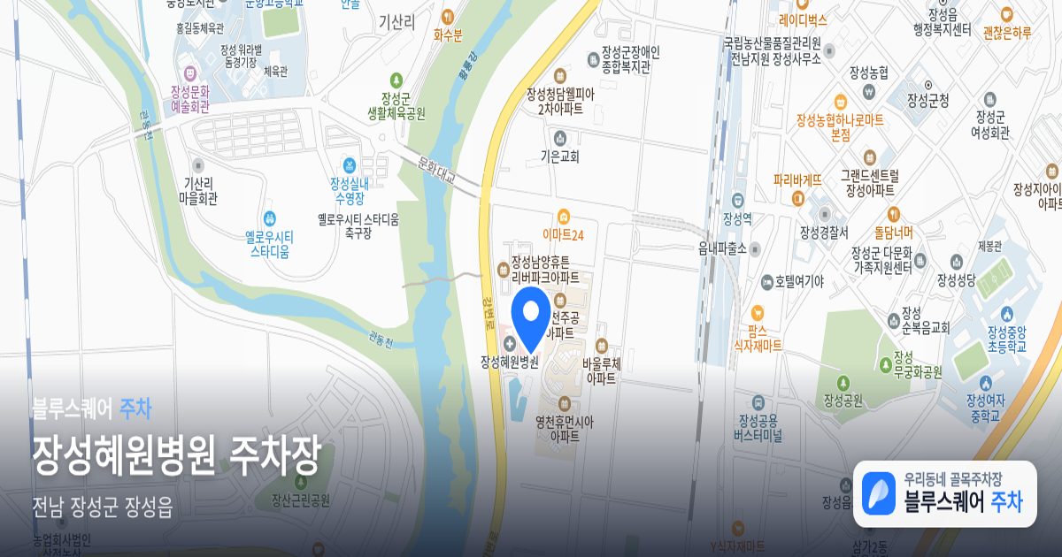 장성혜원병원 주차장 위치 지도