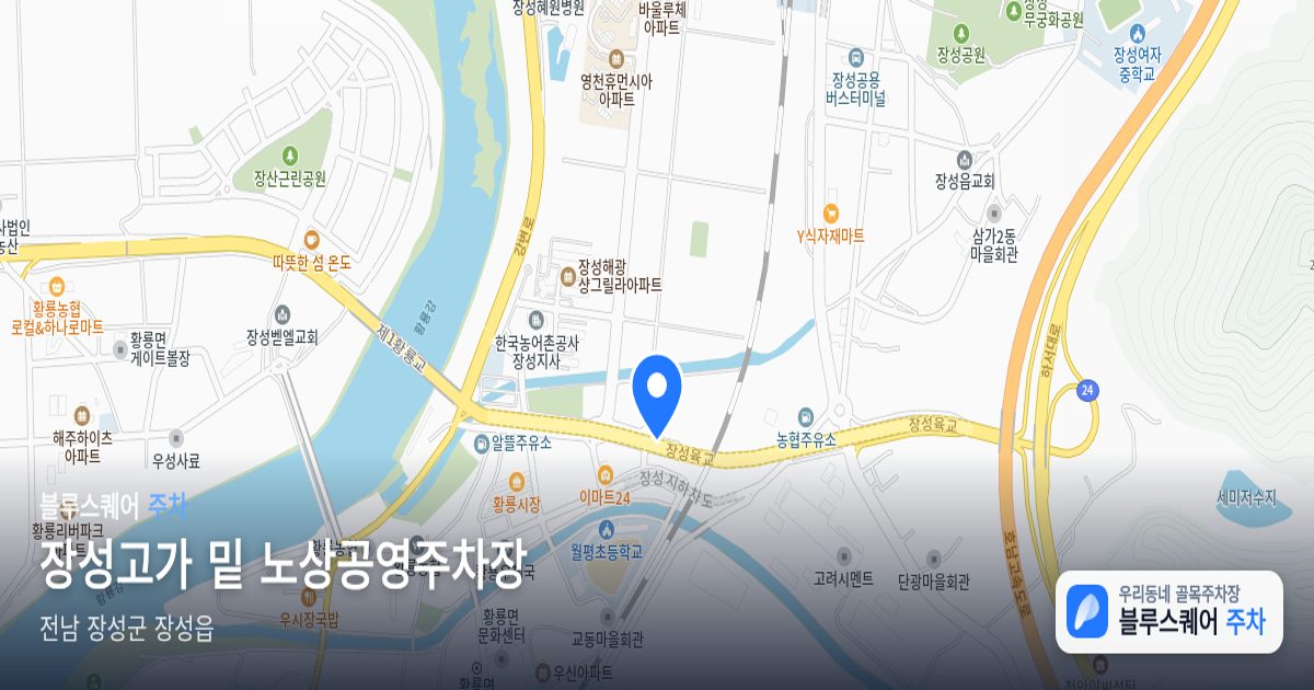 장성고가 밑 노상공영주차장 위치 지도