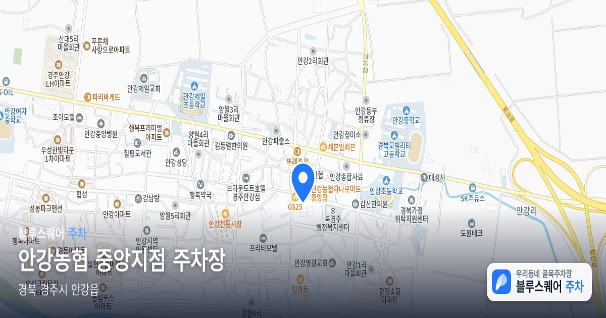안강농협 중앙지점 주차장 위치 지도