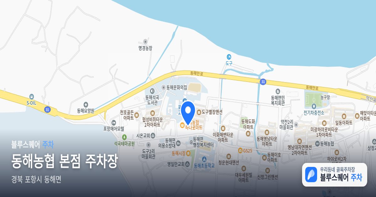 동해농협 본점 주차장 위치 지도