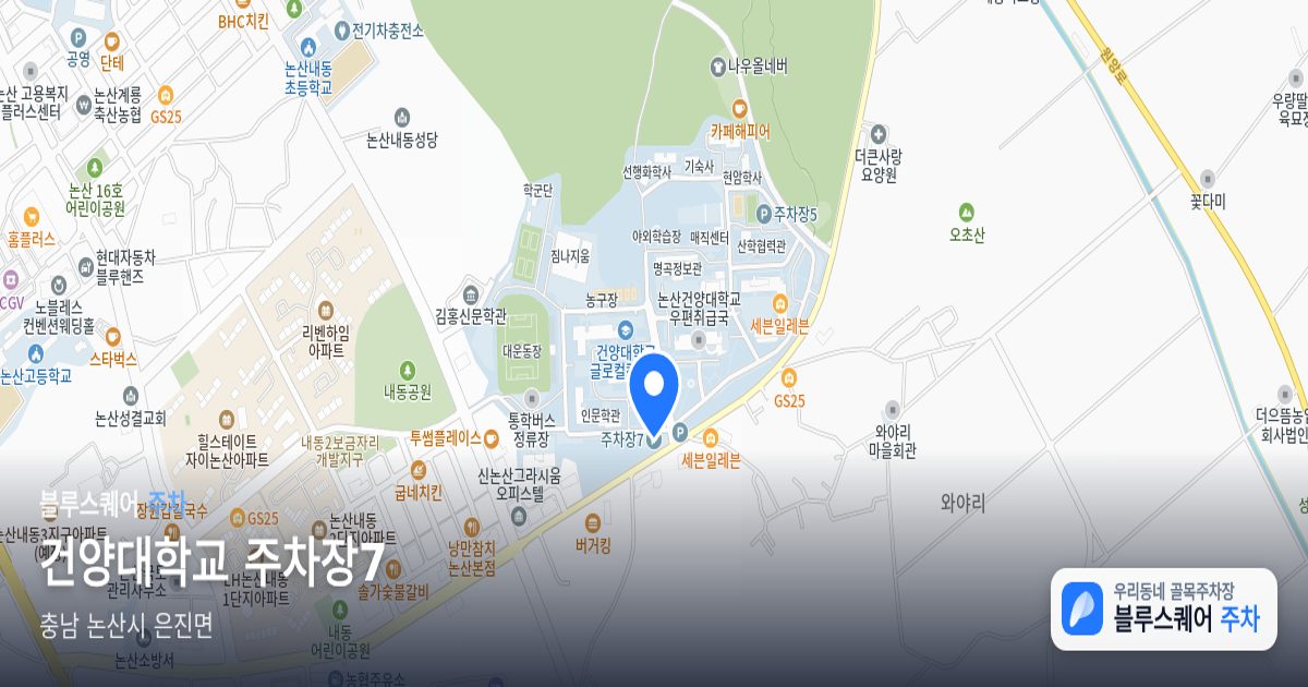 건양대학교 주차장7 위치 지도