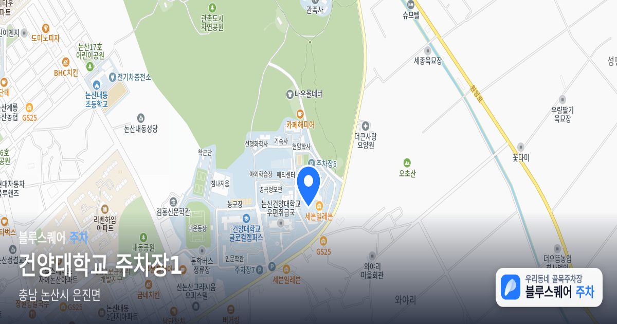 건양대학교 주차장1 위치 지도