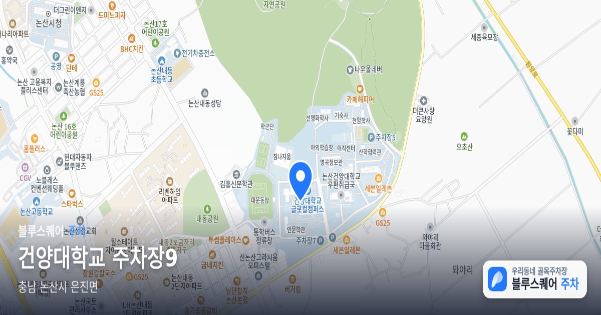 건양대학교 주차장9 위치 지도