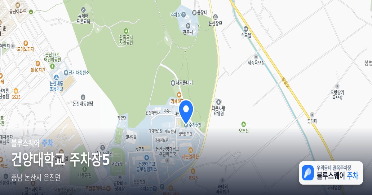 건양대학교 주차장5 위치 지도
