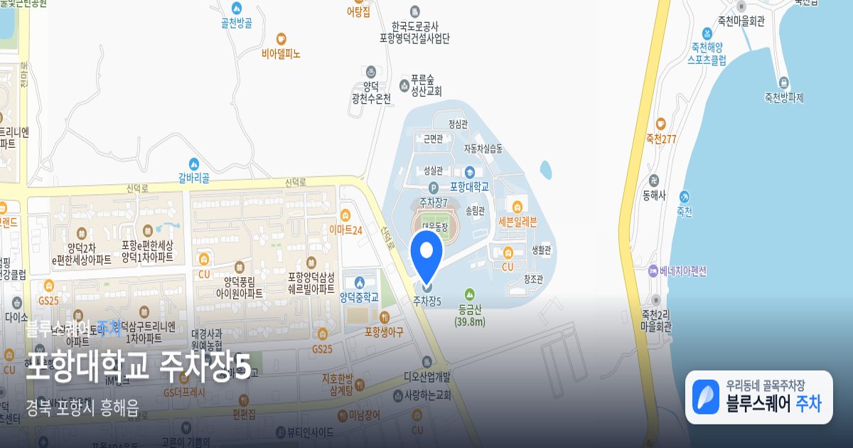 포항대학교 주차장5 위치 지도