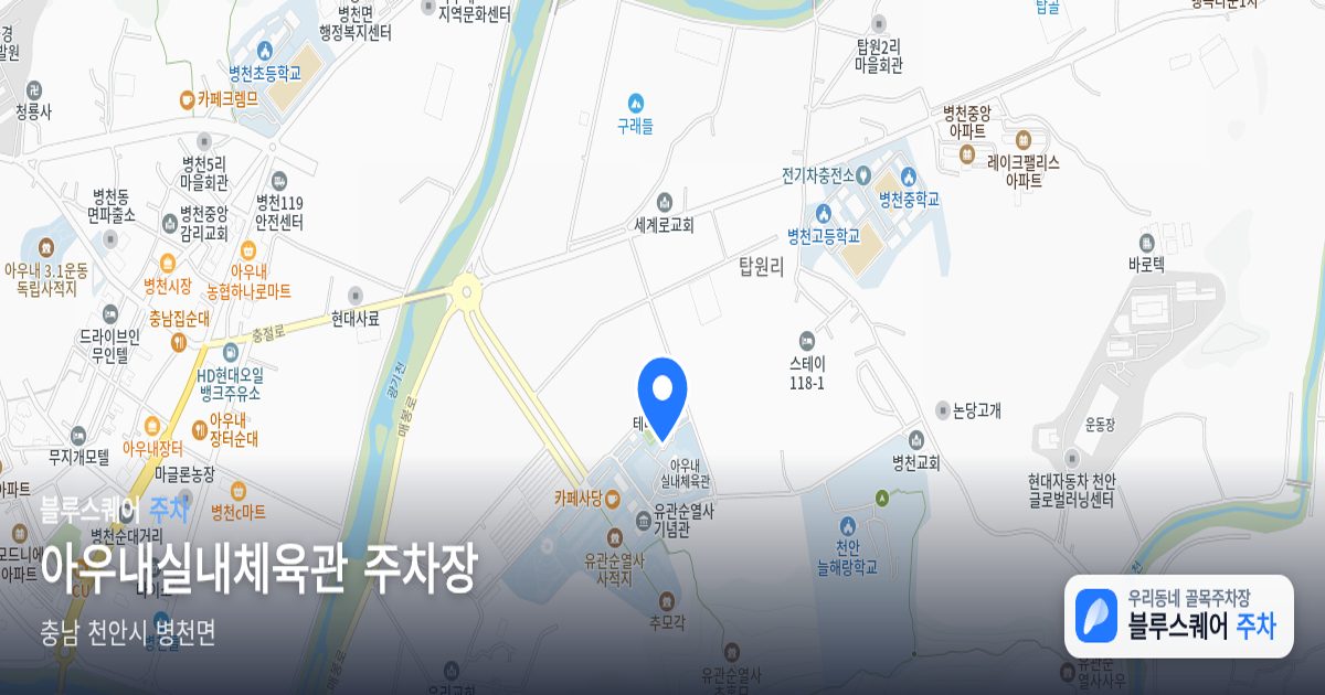 아우내실내체육관 주차장 위치 지도