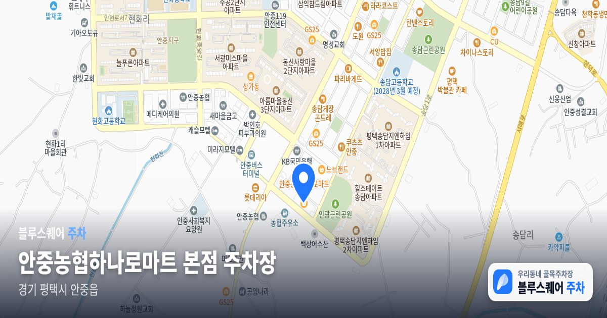안중농협하나로마트 본점 주차장 위치 지도