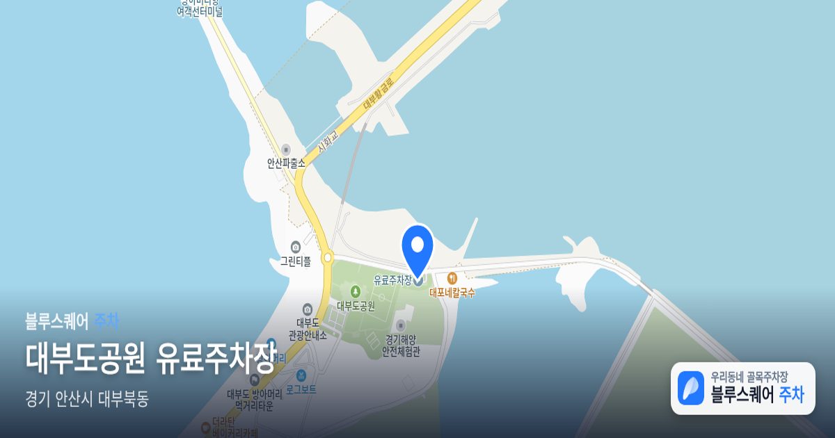 대부도공원 유료주차장 위치 지도