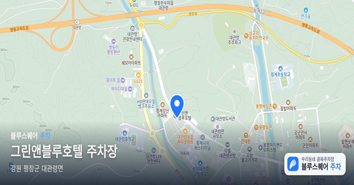 그린앤블루호텔 주차장 위치 지도