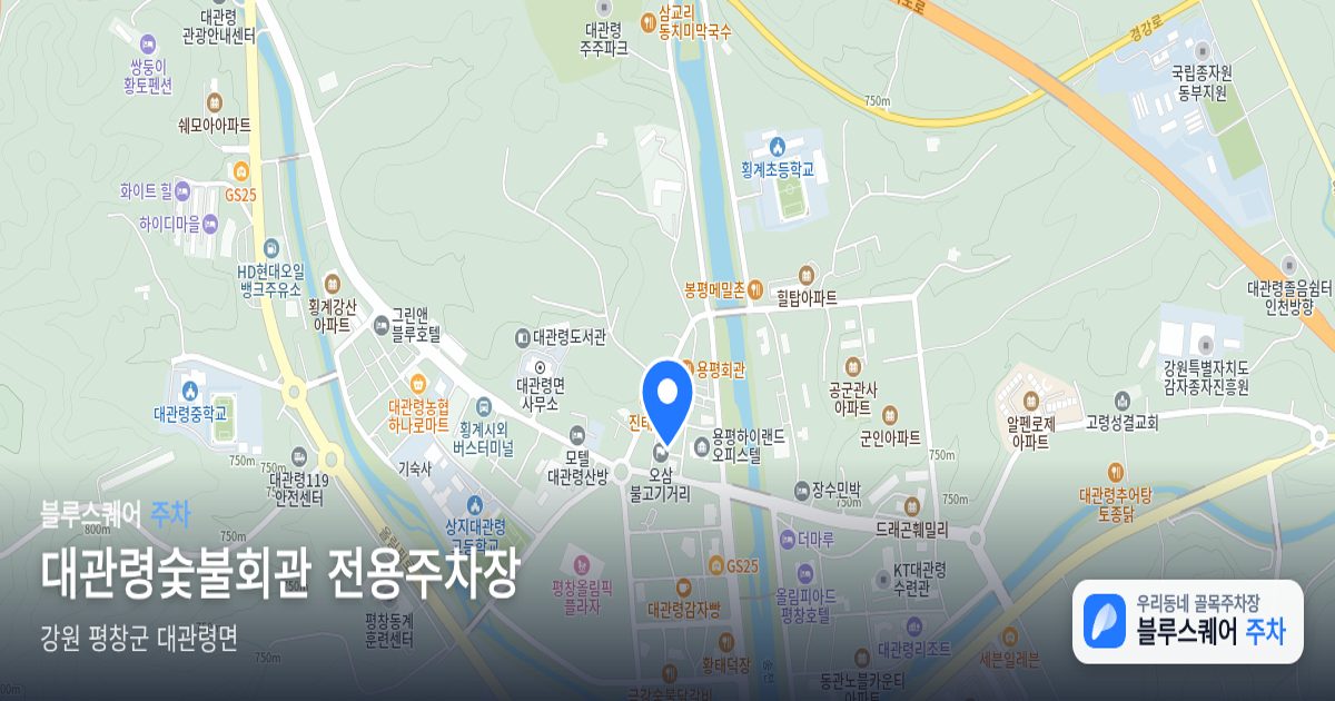 대관령숯불회관 전용주차장 위치 지도